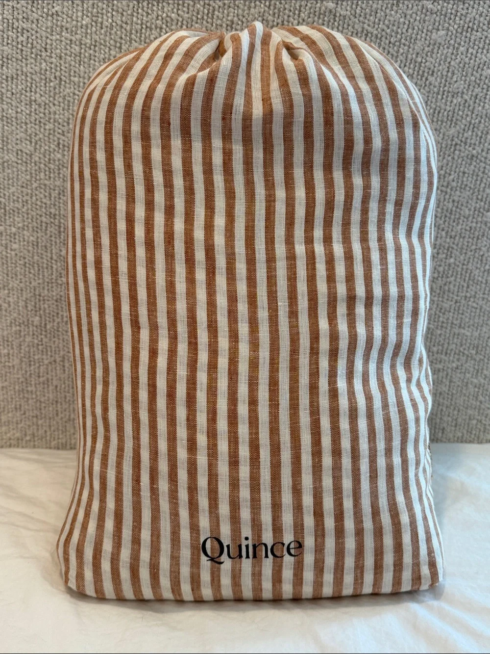 Quince European Linen Stripe Duvet Cover Terracotta white stripe